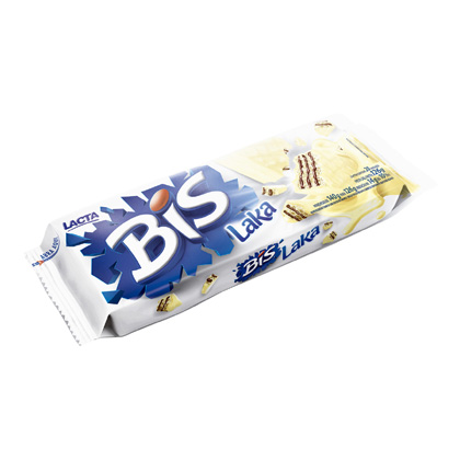 Bis Laka Wafer Filled with Milk Chocolate and Covered with White Chocolate 126g
